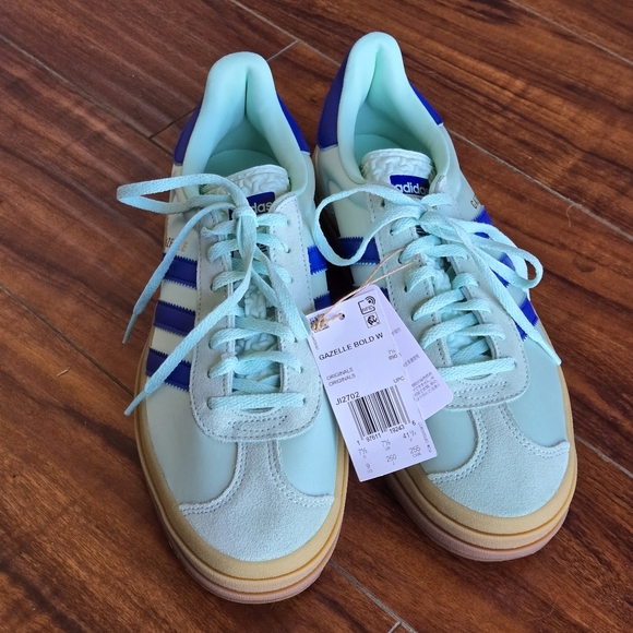 Adidas Originals Women's Gazelle Bold Platform Shoes Clear Mint Blue Stripe 9 - Picture 11 of 11